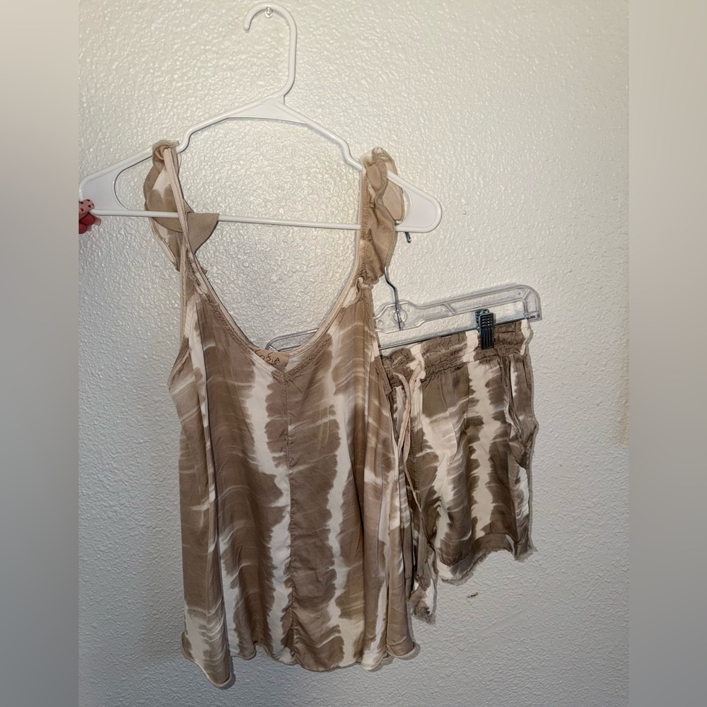 Women's Tan Tie-Dye Jumpsuit